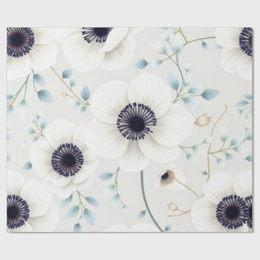 Witte Anemoon & Eucalyptus Pasen Cadeaupapier (Vlak)