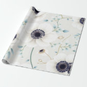 Witte Anemoon & Eucalyptus Pasen Cadeaupapier (Uitgerold)