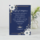 Witte Anemoon formele nautische marine bruiloft Kaart (Staand voorkant)
