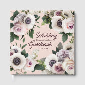 Witte anemoon op blozende roos gastenboek (Voorkant)