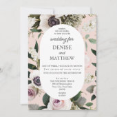 Witte Anemoon op Blush Roos bruiloft Kaart (Voorkant)