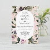 Witte Anemoon op Blush Roos bruiloft Kaart (Staand voorkant)