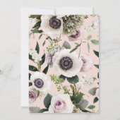 Witte Anemoon op Blush Roos Vrijgezellenfeest Kaart (Achterkant)