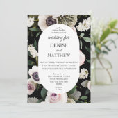 Witte Anemoon op een echte zwarte bruiloft Kaart (Staand voorkant)