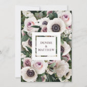 Witte Anemoon op Emerald Green Save The Date Kaart (Voorkant)