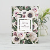 Witte Anemoon op Emerald Green Save The Date Kaart (Staand voorkant)