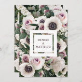 Witte Anemoon op Emerald Green Save The Date Kaart (Voorkant / Achterkant)