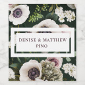 Witte Anemoon op Emerald Wijn Etiket (Enkel label)