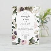 Witte Anemoon op Helder Witte bruiloft Kaart (Staand voorkant)