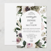 Witte Anemoon op Helder Witte bruiloft Kaart (Voorkant / Achterkant)