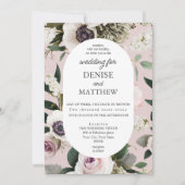 Witte Anemoon op Mauve Chalk Wedding Kaart (Voorkant)