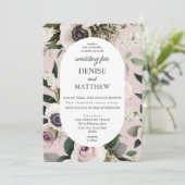 Witte Anemoon op Mauve Chalk Wedding Kaart (Staand voorkant)