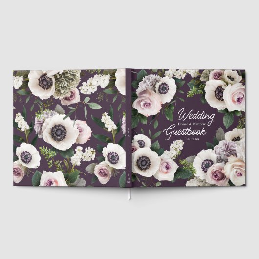 Witte Anemoon op Midnight Plum Gastenboek (Volledig)