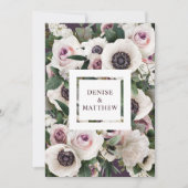 Witte Anemoon op Midnight Plum Save The Date Kaart (Voorkant)
