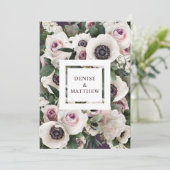 Witte Anemoon op Midnight Plum Save The Date Kaart (Staand voorkant)