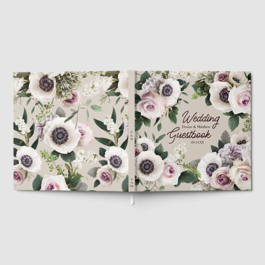 Witte anemoon op perfect bleek gastenboek (Volledig)