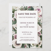 Witte Anemoon op Sneeuwwitje Save The Date Kaart (Achterkant)