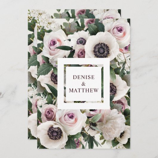 Witte Anemoon op Sneeuwwitje Save The Date Kaart (Voorkant / Achterkant)