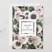 Witte Anemoon op True Black Save The Date Invi Kaart (Voorkant)