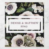 Witte Anemoon op True Black Wijn Etiket (Enkel label)