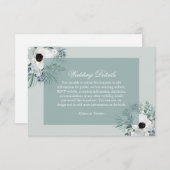 witte anemoon salie groene bruiloft details kaart (Voorkant / Achterkant)
