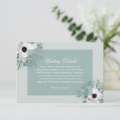 witte anemoon salie groene bruiloft details kaart (Staand voorkant)