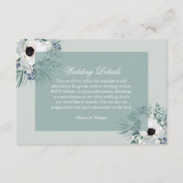 witte anemoon salie groene bruiloft details kaart