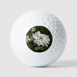 Witte Anemoon Tuin Bloemen Persoonlijke Initialen Golfballen