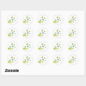Witte anenpen en Waterverf Bloemlabels Ronde Sticker (Vel)
