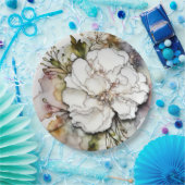 Witte anjer alcoholinkt Abstract Papieren Bordje (Feest)