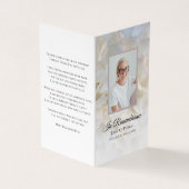 Witte Anjer Bloemen Begrafenis Gebed Visitekaartje (Buitenkant)
