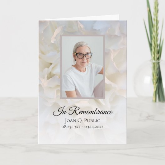 Witte anjer bloemen begrafenisdienst gevouwen programma (Voorkant)