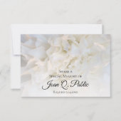 Witte anjer bloemen delen een herinnering begrafen notitiekaartje (Voorkant)