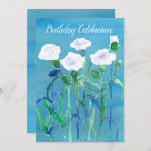 Witte Anjer Bloemen Verjaardagsfeest Uitnodiging (Voorkant / Achterkant)