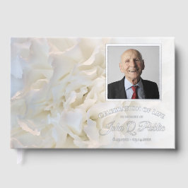 Witte anjer bloemen viering van het leven gastenboek