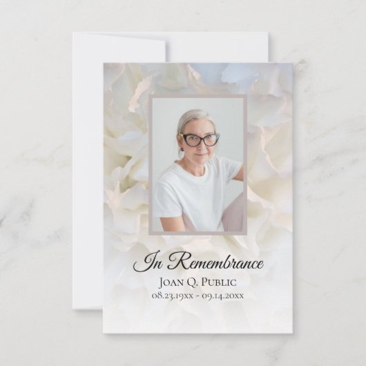 Witte anjer bloemenbegrafenis gedenkteken sympathi bedankkaart (Voorkant)