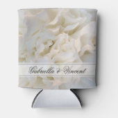 Witte anjer bloemenbruiloft gunst blikjeskoeler (Voorkant)