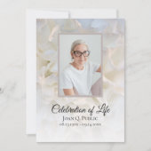 Witte anjer bloemenviering van het leven begrafeni kaart (Voorkant)