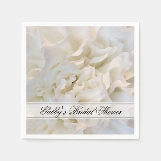 Witte anjer Floral Vrijgezellenfeest Servetten (Voorkant)