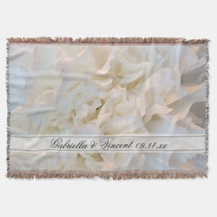 Witte anjer Floral Wedding Keepslag Deken