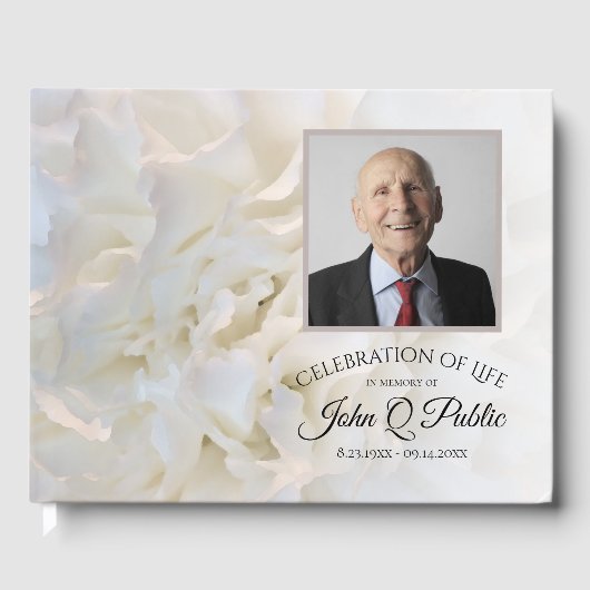 Witte Anjer Petaal Viering van het Leven Memorial Gastenboek (Voorkant)