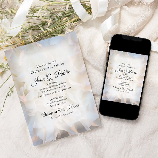 Witte Anjer Viering van het Leven Memorial Kaart