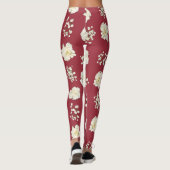 Witte anjerbloemen op rood gevlekt leggings (Achterkant)