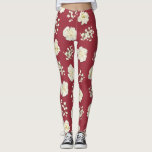 Witte anjerbloemen op rood gevlekt leggings<br><div class="desc">Maak een gewaagde verklaring met deze kleurrijke leggings. Ze coördineren ons prettige kerstontwerp van ons bloemige Typografie-collectie,  maar ze kunnen het hele jaar door gedragen worden. Ze hebben een rode achtergrond en een groot formaat patroon van foto-afbeeldingen van witte anjerbloemen.</div>