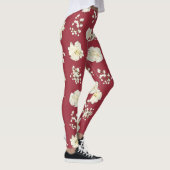 Witte anjerbloemen op rood gevlekt leggings (Rechts)