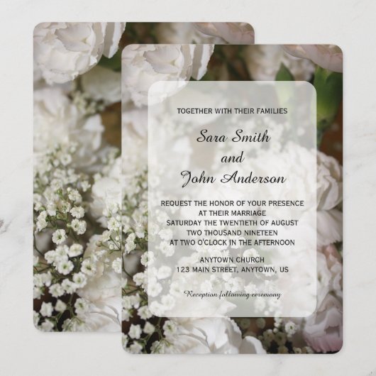 Witte anjers & Baby's Breath bruiloft Kaart (Voorkant / Achterkant)