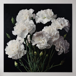 Witte anjers Bloemen Art Print Poster