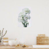 Witte anjers Bloemen Art Print Poster (Keuken)