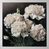 Witte anjers Bloemen Art Print Poster (Voorkant)