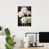 Witte anjers Bloemen Art Print Poster (Thuiskantoor)